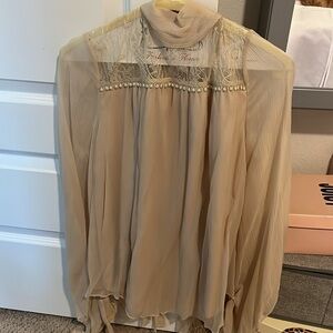 NWT Haute Hippie Tie Back Silk Blouse